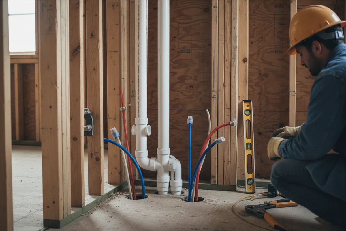 Drain and supply rough-in during Drain Cleaning in Raccoon