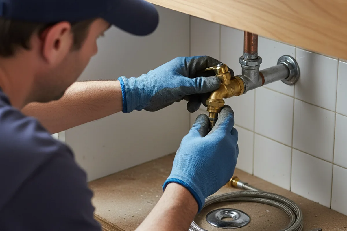 Shutoff valve and fitting work during Burst Pipe Repair in Raccoon